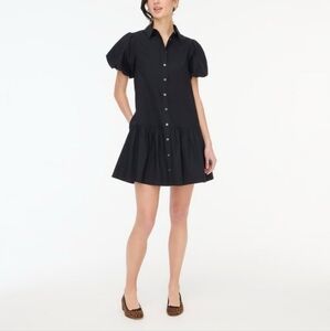 J CREW Factory Bubble-sleeve shirtdress Black NWT SZ 4 - CI206